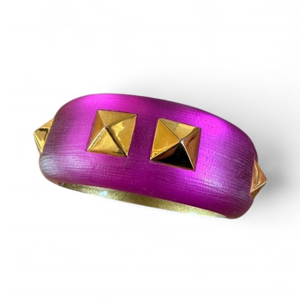 Alexis Bittar Pink Bangle with Gold Pyramid Studs - Picture 7 of 10